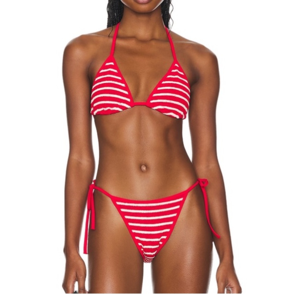 Hunza G Gina Bikini Set in Red & White Stripe